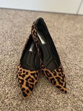 Franco Sarto Cheetah Print Pointed Toe Kitten Heel Pump